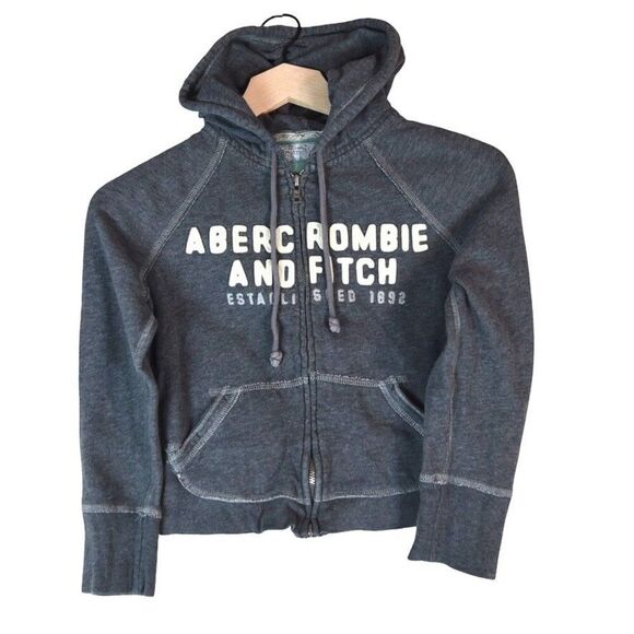 Abercrombie & Fitch Hoodie Junior Girls Small Y2K Vintage Zip-Up Logo Sweatshirt - Picture 2 of 9